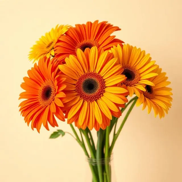 Gerbera Daisies: sunny orange and golden gerberas in a simple glass vase, from Flowers Hong Kong