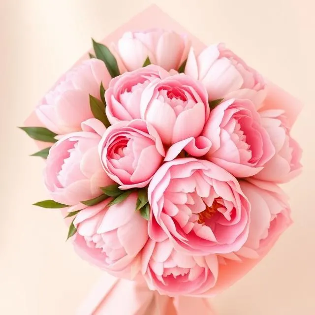 Soft pink peony bouquet wrapped in blush paper for anniversary flower delivery in Hong Kong